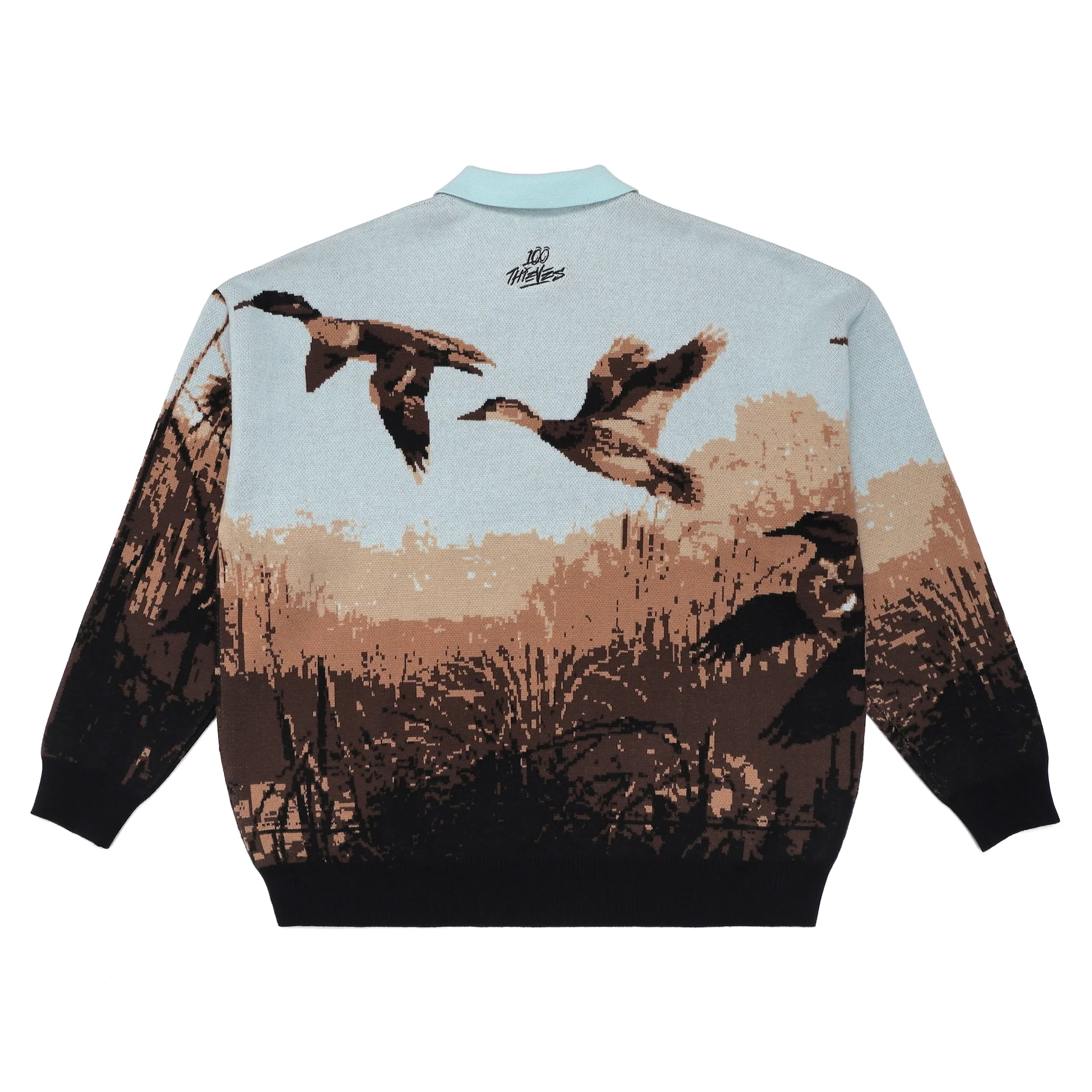 100 Thieves x Malbon Buckshot Knit LS Polo - Multi - Image 5