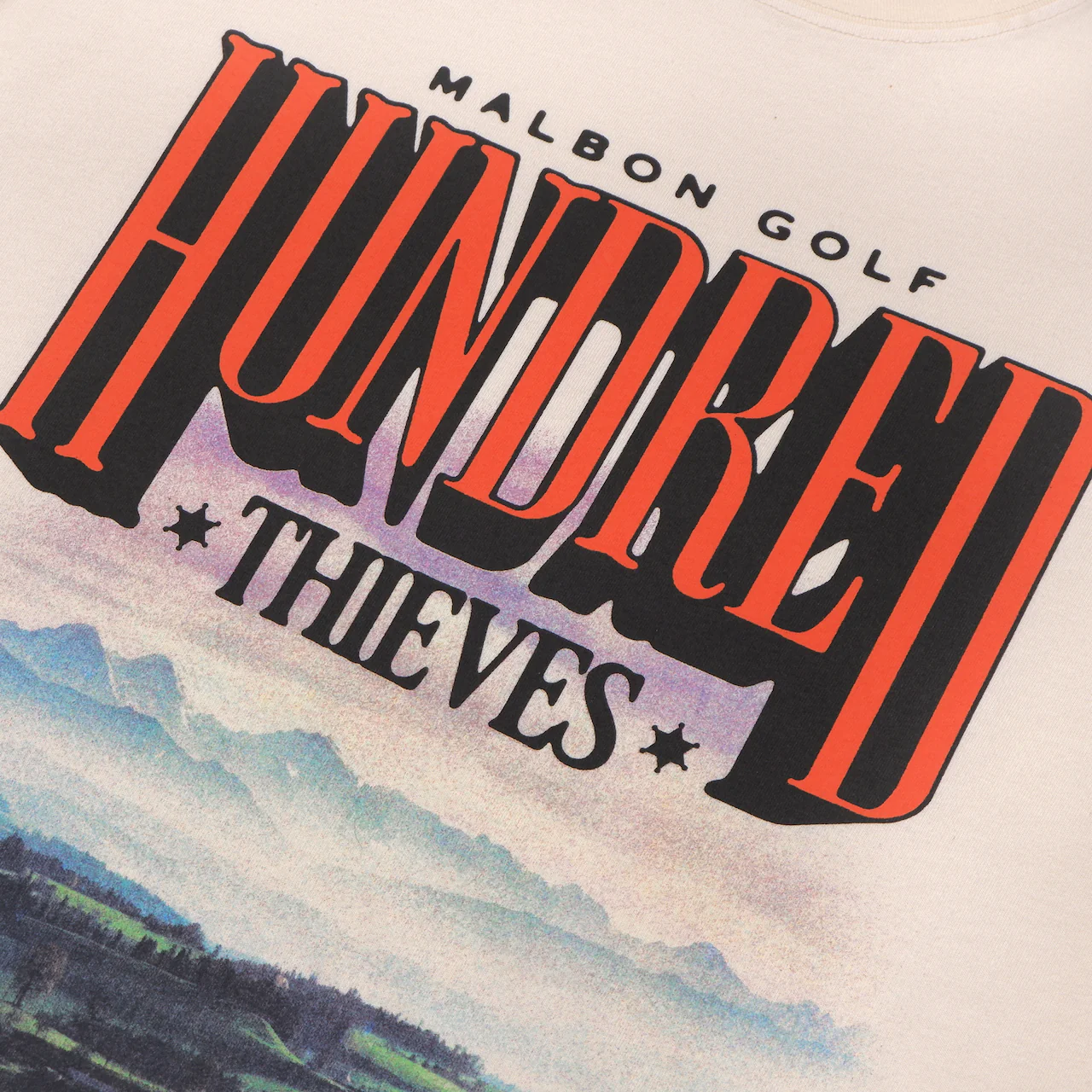 100 Thieves x Malbon Horizon Tee - Cream - Image 3