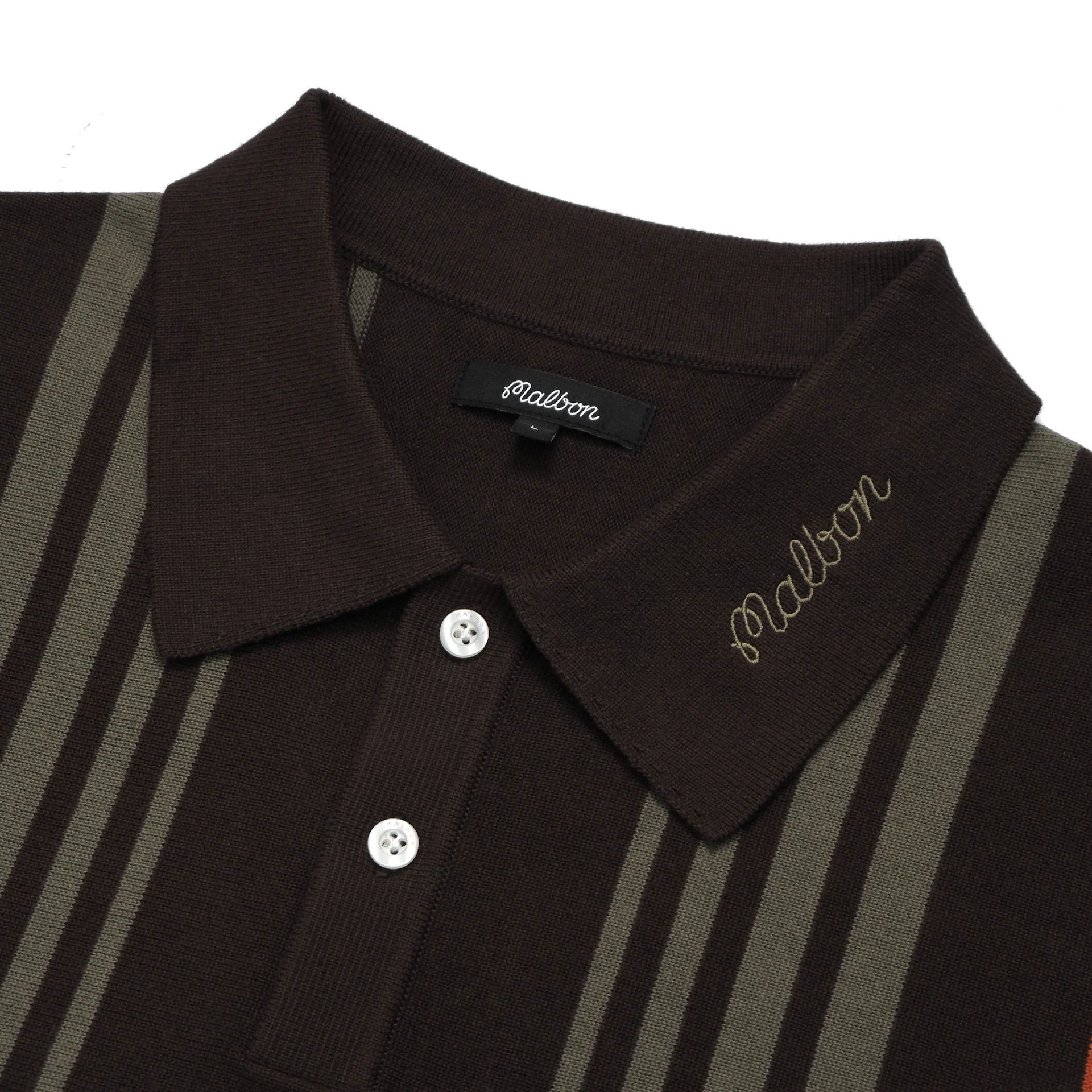 100 Thieves x Malbon Ranger Knit SS Polo - Brown - Image 3