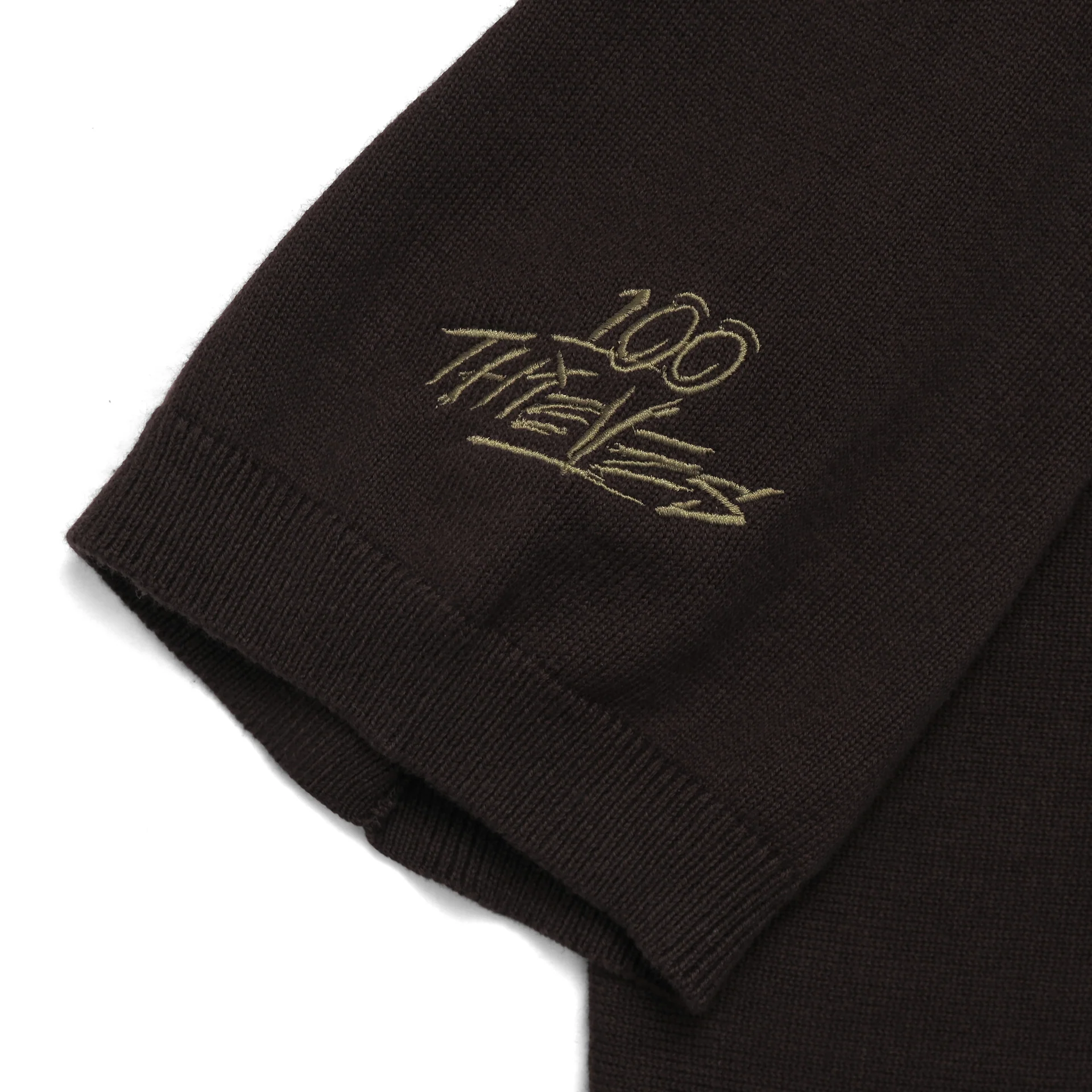 100 Thieves x Malbon Ranger Knit SS Polo - Brown - Image 4