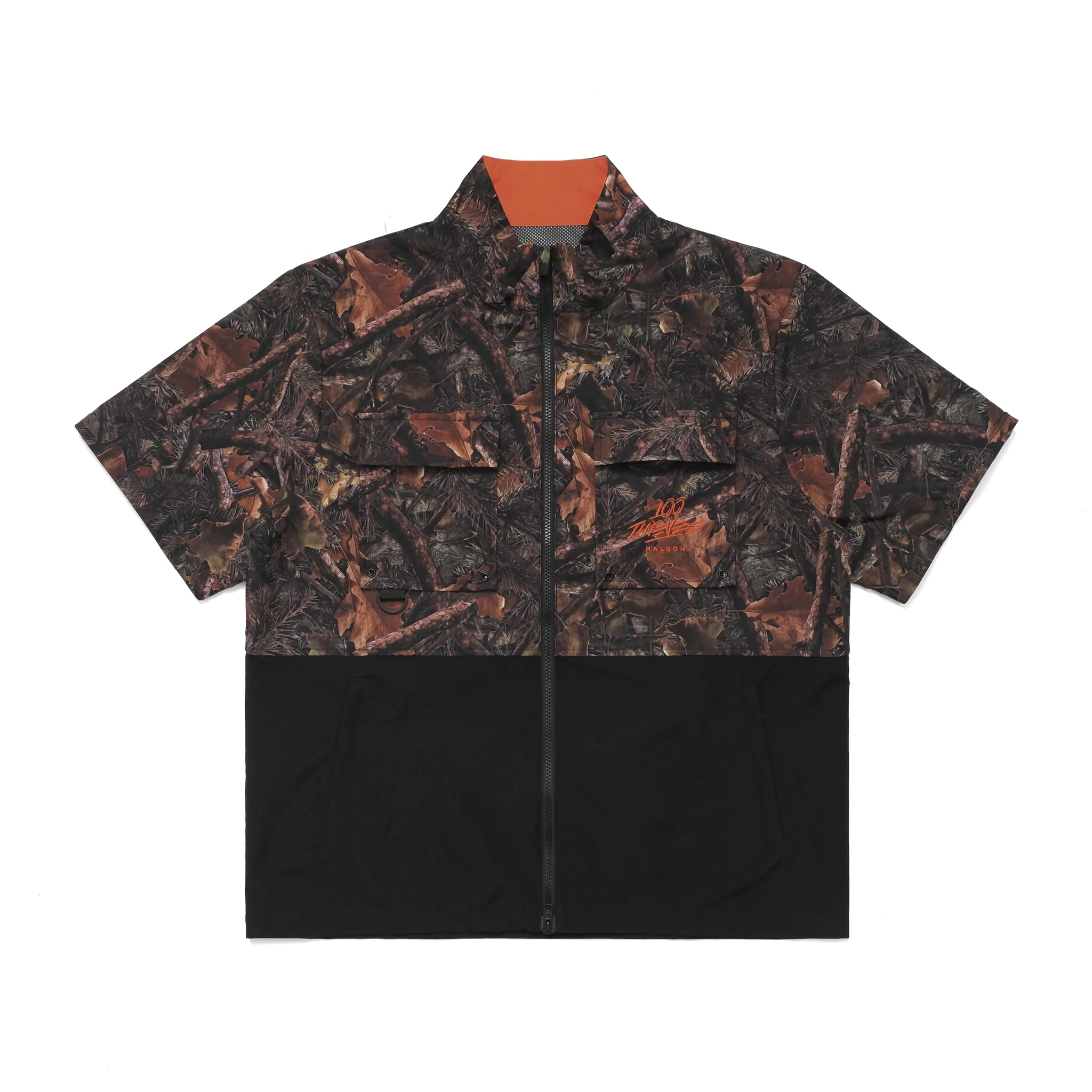 100 Thieves x Malbon Woodsman Zip Off Windbreaker - Tree Camo - Image 5