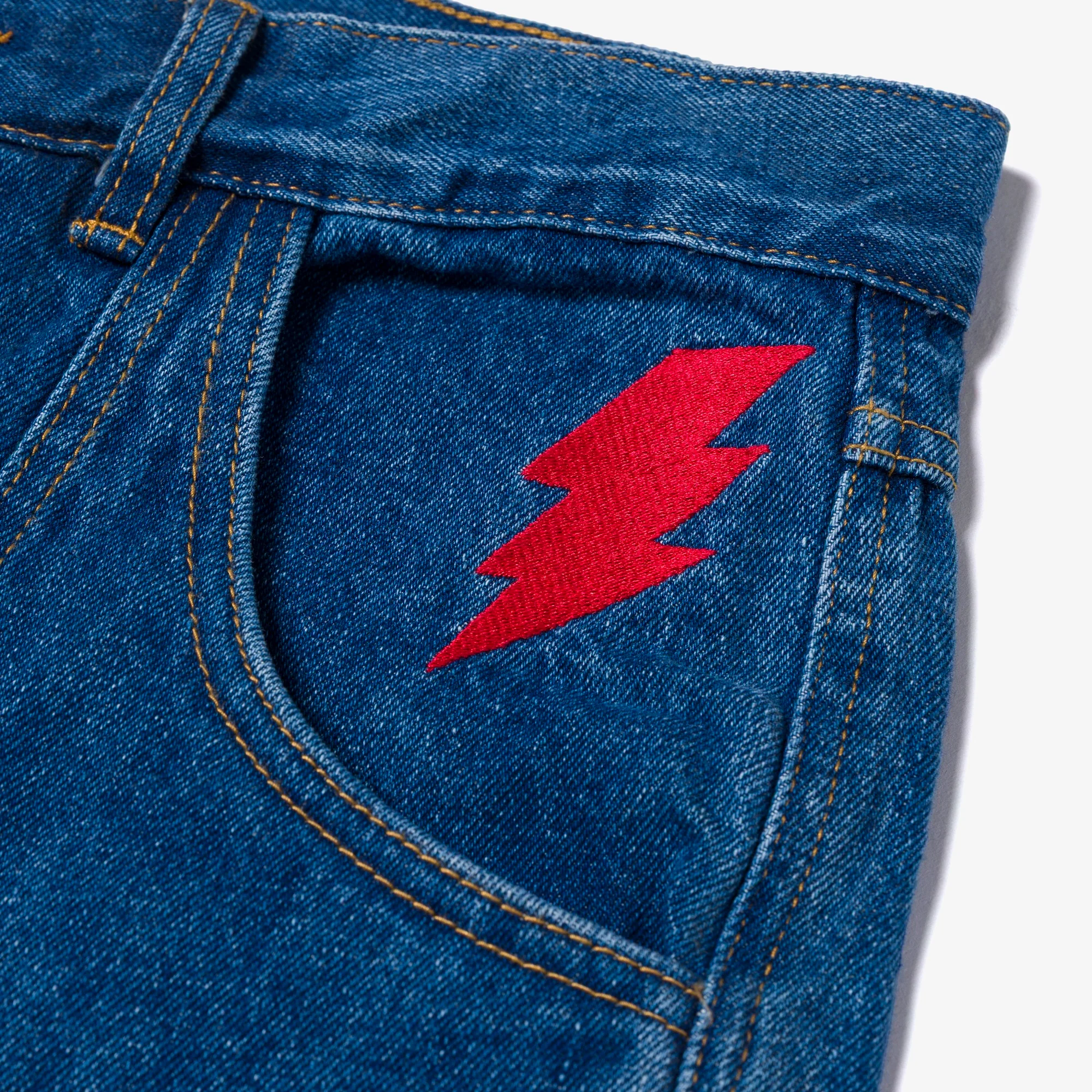 Barrel Double Knee Denim - Blue - Image 4
