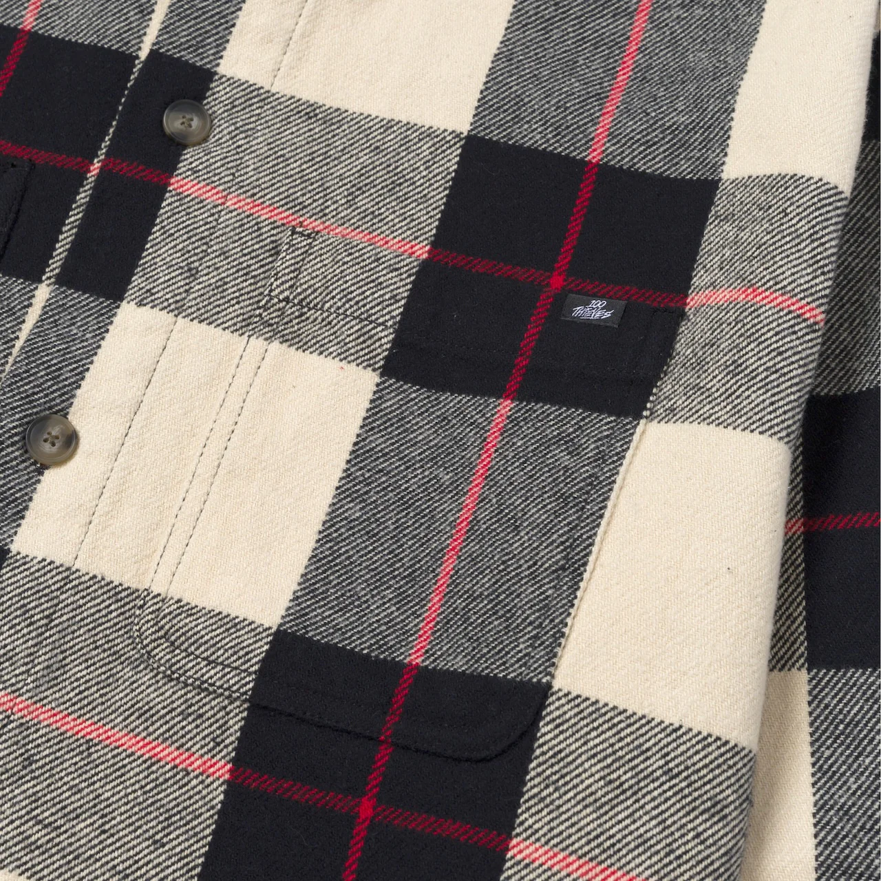 Foundations FW'24 Flannel Overshirt - Cream - Image 5