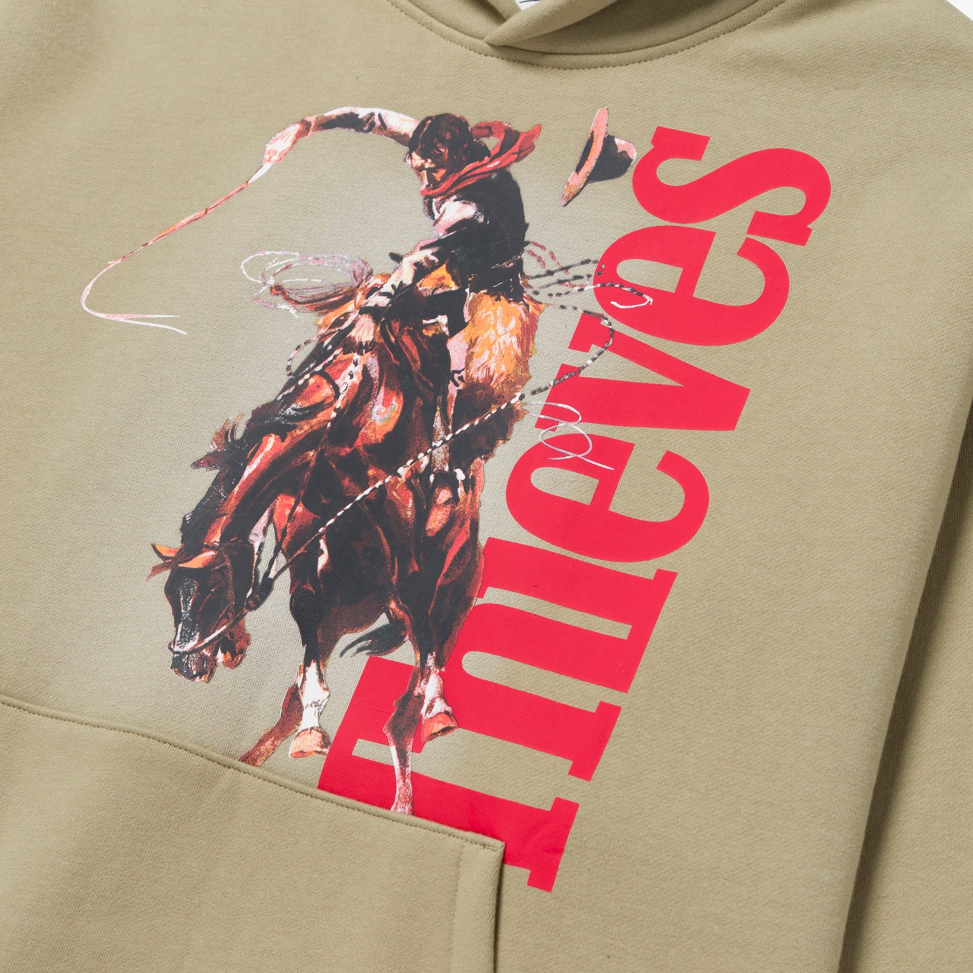 Thieves Oversized Hoodie - Khaki Grn - Image 3